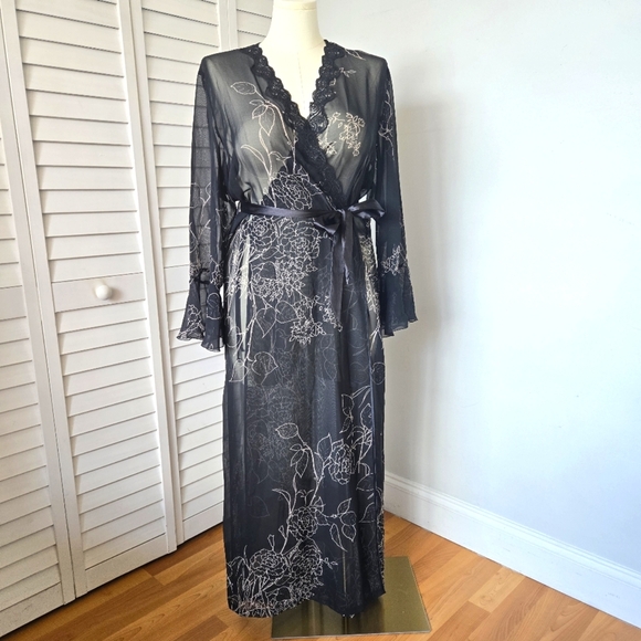 Delicates Floral Sheer Robe Women's‎ XL Whimsigoth Fairygrunge Romantic Retro - Picture 1 of 12